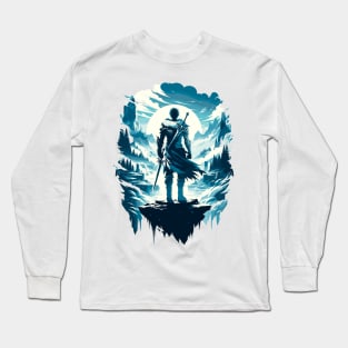 Epic Fantasy Warrior on Mystical Landscape Long Sleeve T-Shirt